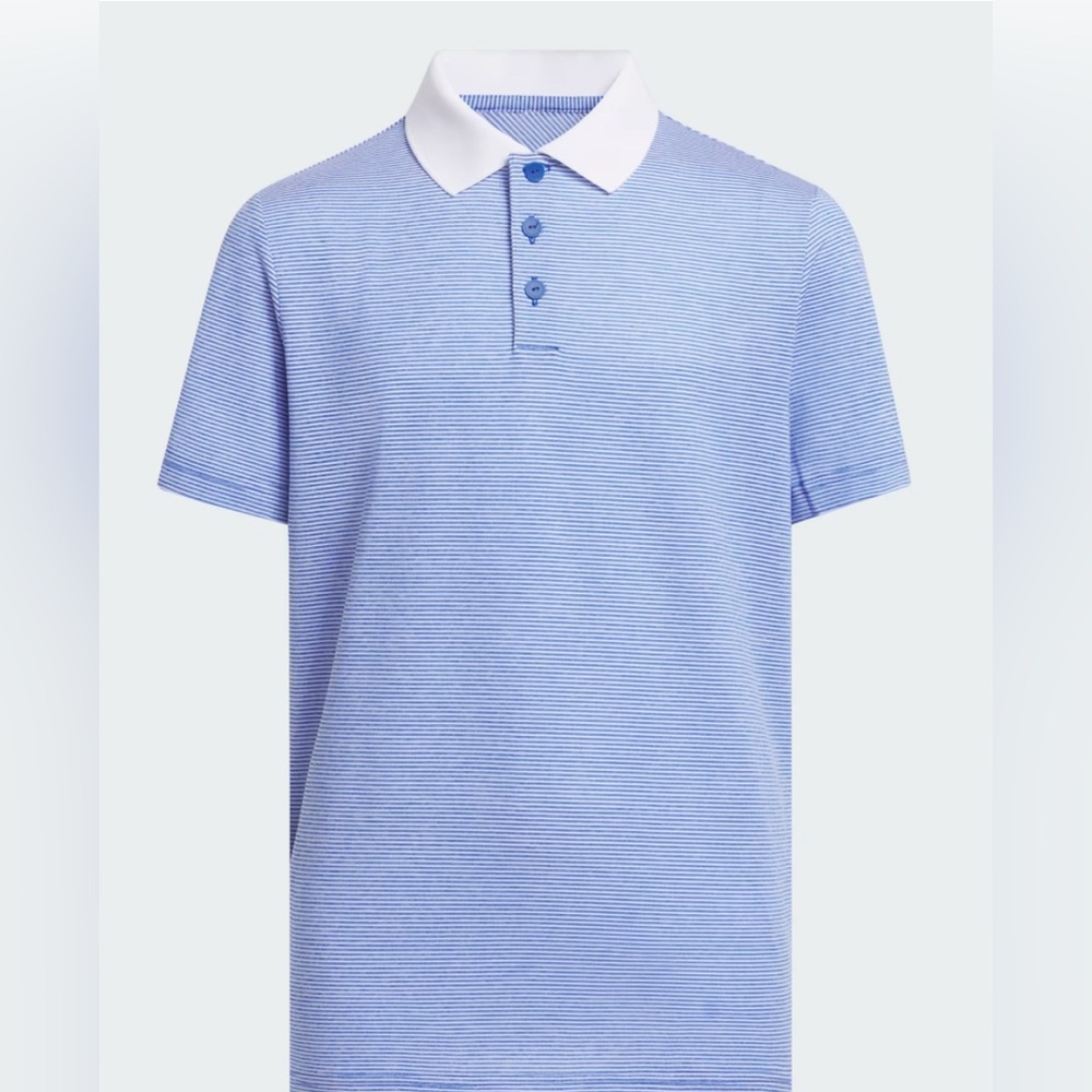 Adidas Boys Stretchy Blue Striped Golf Polo Shirt-Size Small NWT⛳️